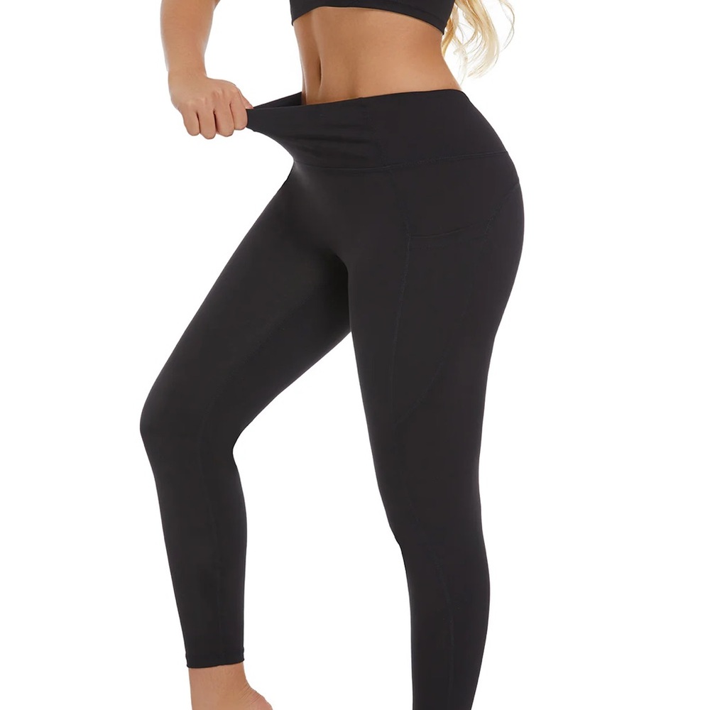 PureWoven Bamboo Leggings Size Medium Black Pants with Pockets BRAND NEW